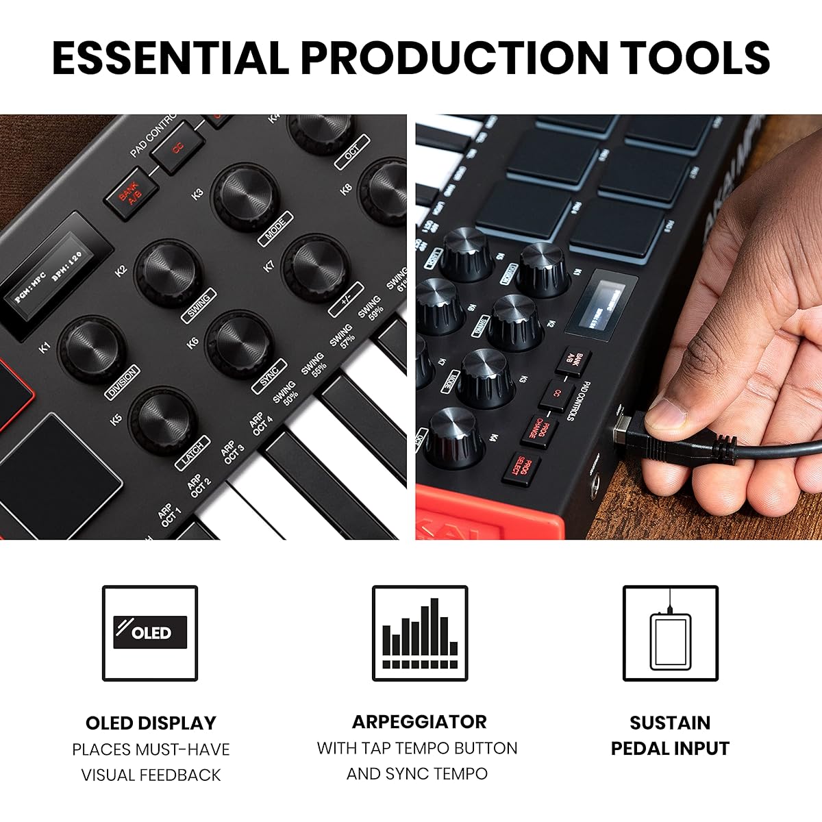 AKAI Professional MIDI Keyboard & Audio Interface 2-in 2-out MPK Mini MK3 & M-Audio AIR 192|4