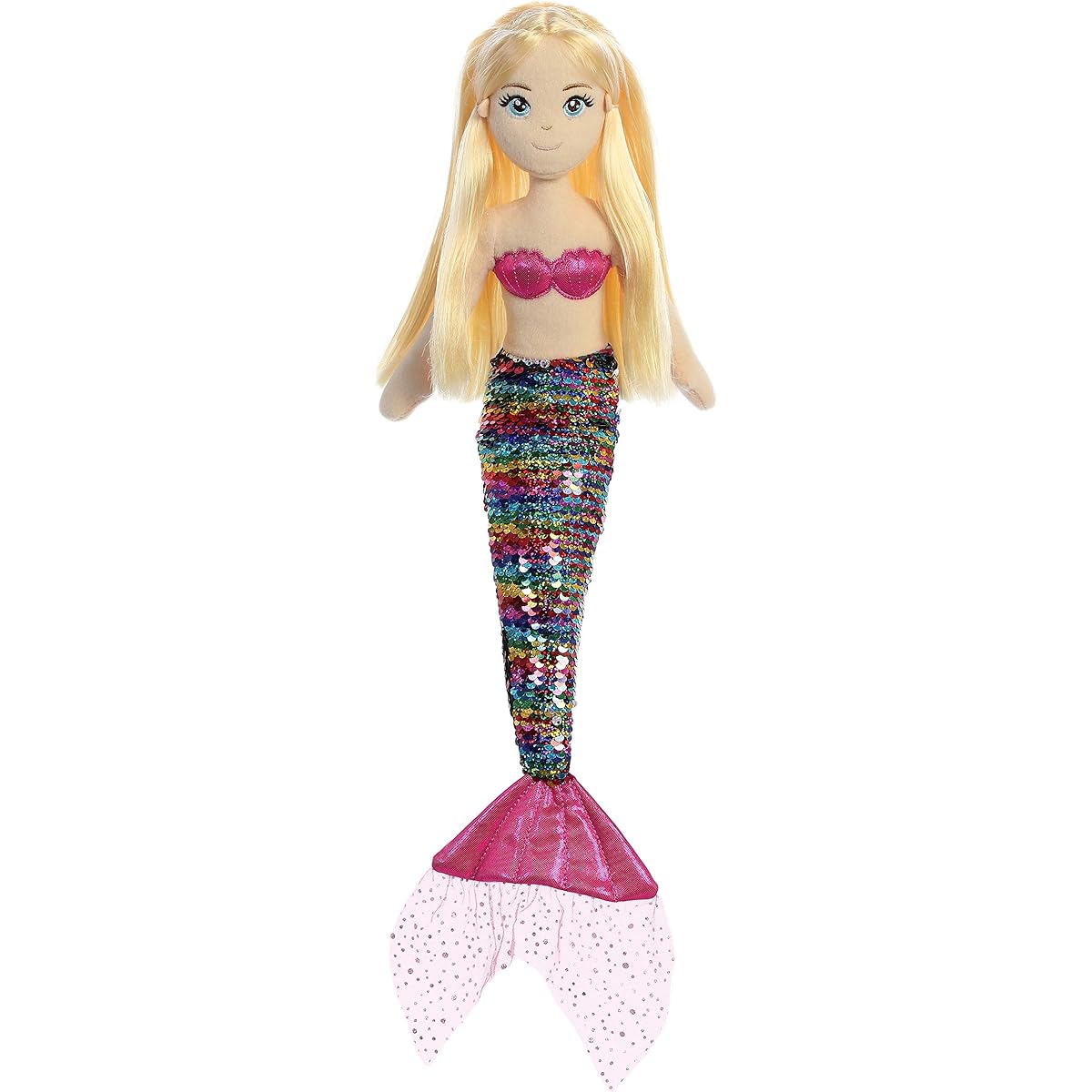 Aurora® Enchanting Ocean Sparkle™ Sequin Sparkle™ Isla Plush Toy - Imaginative Play - Magical Companion - Multicolor 18"