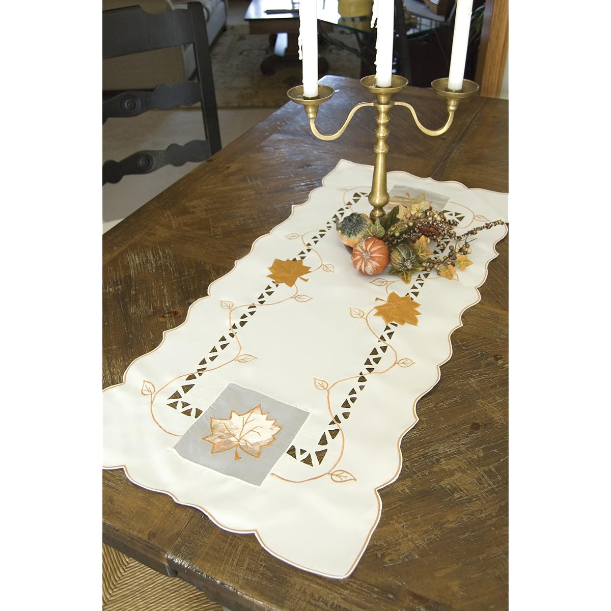(41cm by 90cm) - Heritage Lace 41cm by 90cm Harvest Sheer Runner, Cream