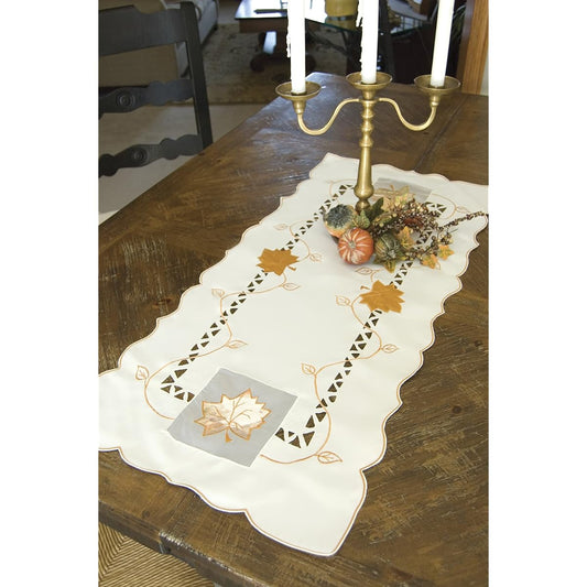 (41cm by 90cm) - Heritage Lace 41cm by 90cm Harvest Sheer Runner, Cream