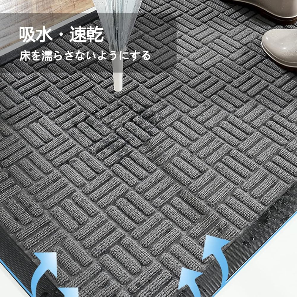 Entrance mat, commercial use, outdoor, indoor, anti-slip, mud removal mat, water absorption, door mat, quick drying, durable, standard mat, washable, office, home, store, office, indoor, company, blue 60 x 120 cm