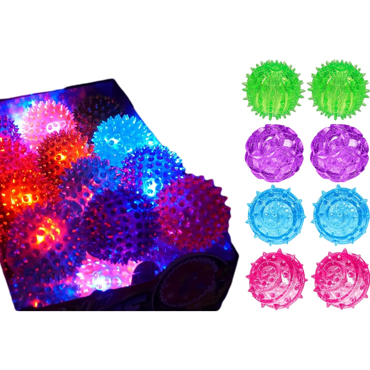 JA-RU Light Up Spike Ball Party Favors Bundle Pack