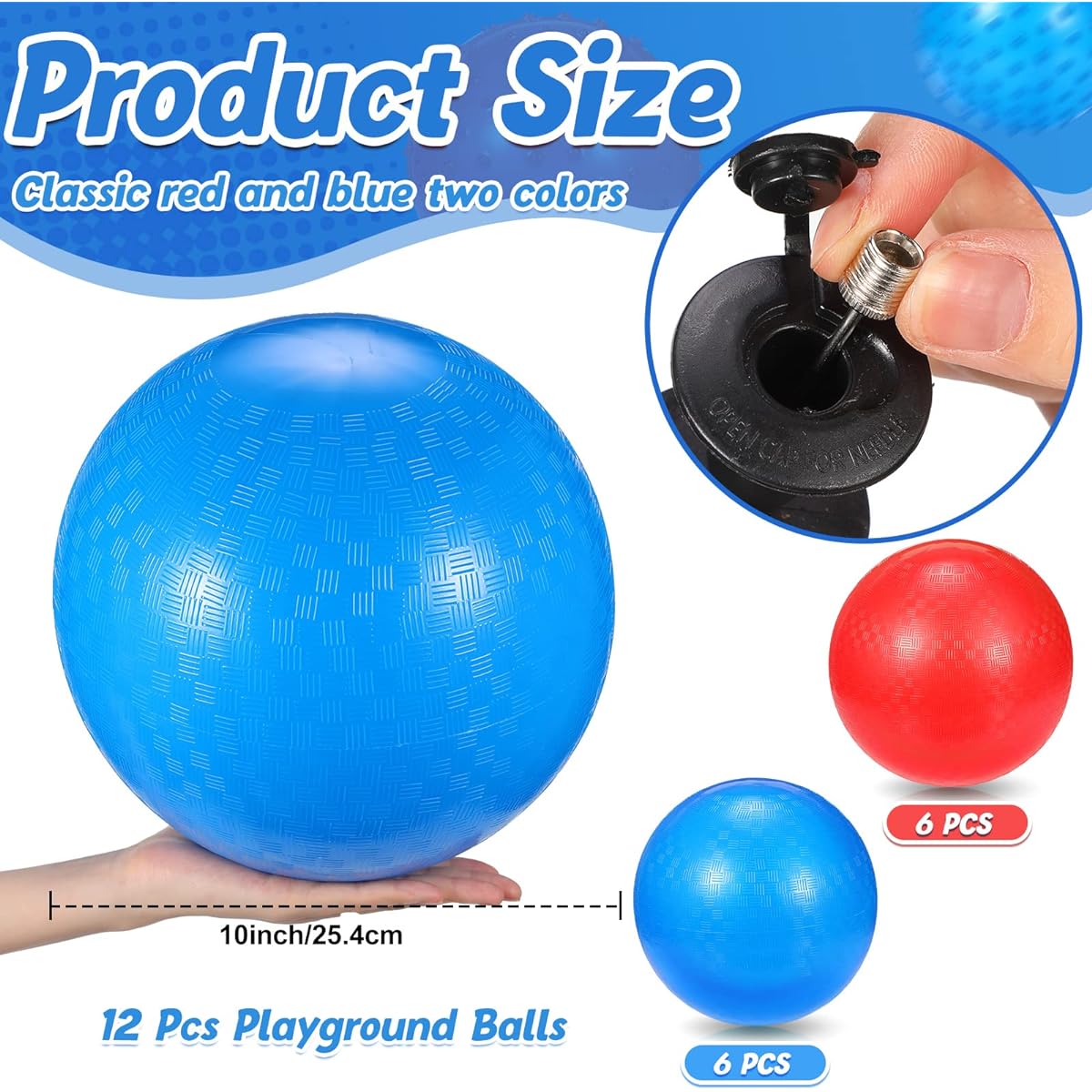 Jerify 12 Pcs Playground Balls 10 Inch Bouncy Dodge Ball Inflatable Kickball Kickball Dodgeball Handball for Kids Adults Indoor Outdoor Ball Game Gym Picnic Camping Yoga Exercise