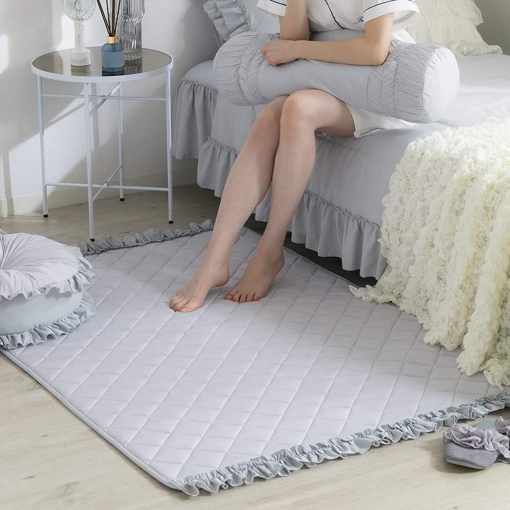 Francfranc Cool Quilted Rug Frill S Gray 140×100cm