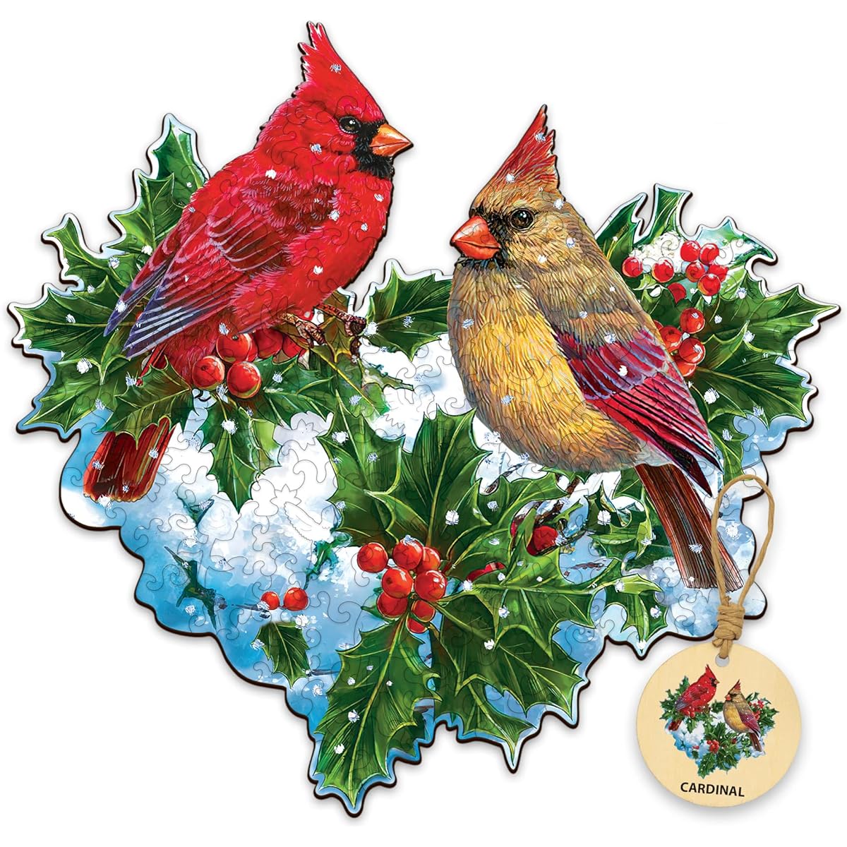 DEPLEE Wooden Puzzle for Adults Cardinal Wooden Jigsaw Puzzle Unique Shape Wooden Animal Puzzle Creative Challenge for Adults/Family/Friends | 314 Pieces – 19.5x18.6 Inch (49.6x47.35cm) | Super King
