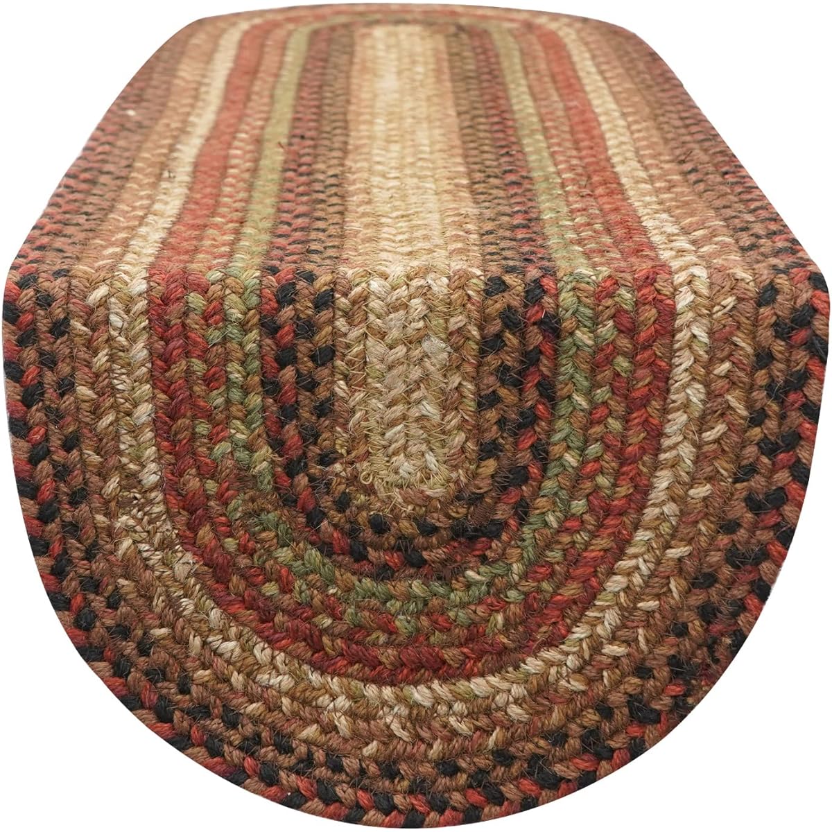 Homespice Gingerbread Premium Jute Woven Table Runner 11" x 36" Oval Reversible Natural Jute Yarn Rustic Country Rustic Farmhouse Style
