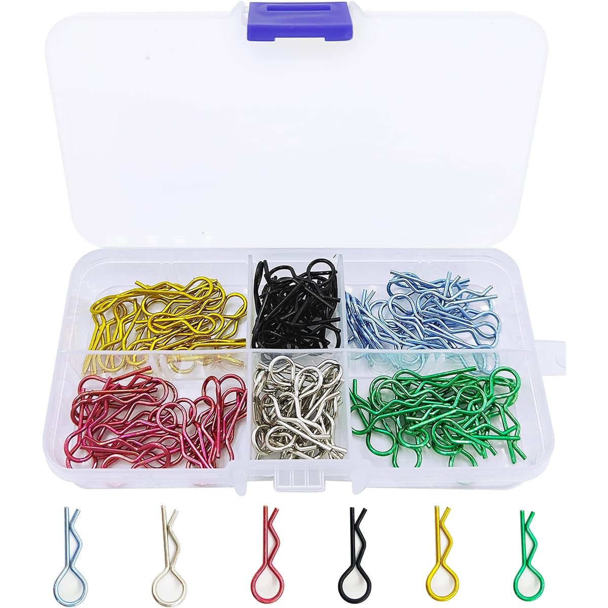 HOPLEX Universal RC Body Clips 130pcs Car Clips Steel R Clips for All 1/10 1/12 Scale Redcat HPI Himoto HSP Exceed RC Car Parts Truck Buggy Shell Replacement