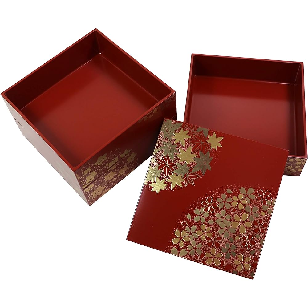 Osaka Choseido Jubako Hanamaru Spring and Autumn 3 Tiers 15cm Yamanaka-nuri Original Cooling Bag with Bonus Sports Festival New Year's Cake Vermilion