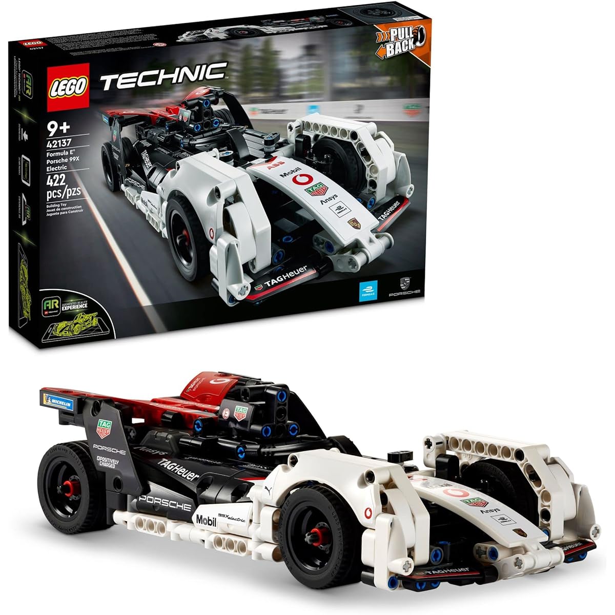 LEGO Technic Formula E Porsche 99X Electric 42137 Model Building Kit Pull Back Race Car Toy for Ages 9 and Up (422 Pieces)