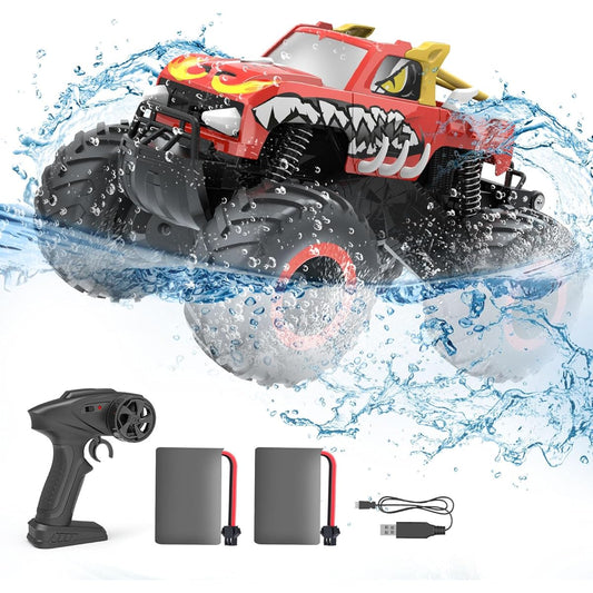 Off-road Children Boys Toys RC Car Car IPX7 Waterproof 4WD 360 Degree Rotation 1:16 Water Play 2 Batteries 50 Minutes Operation Time 2.4GHz For Children Elementary School Students Middle School Students Birthday Present Christmas Gift Present G03086R Red