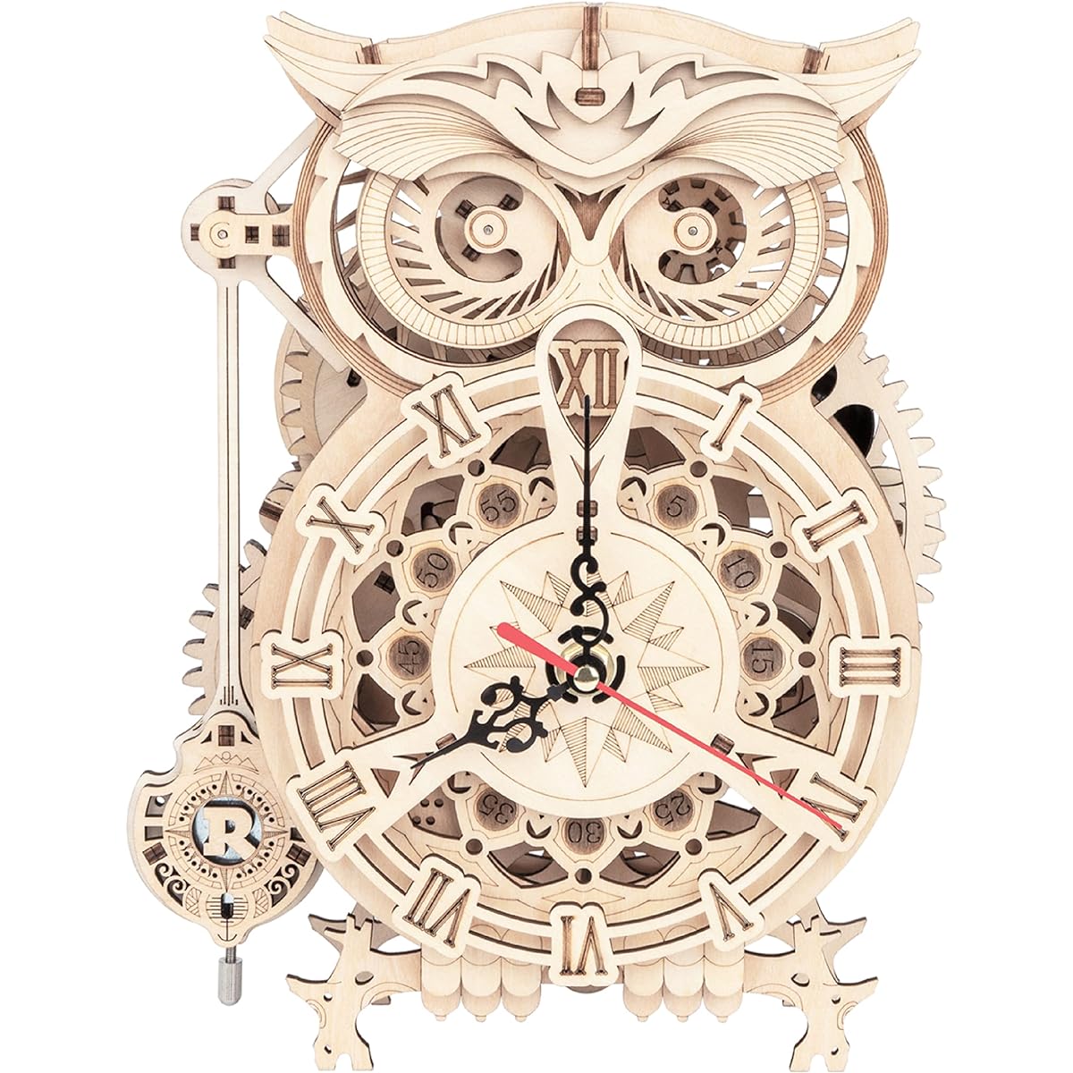 RoWood 3D Puzzle for Adults Wooden Model Kits Birthday Gifts for Adults and Teens (161 Pieces) Owl Clock