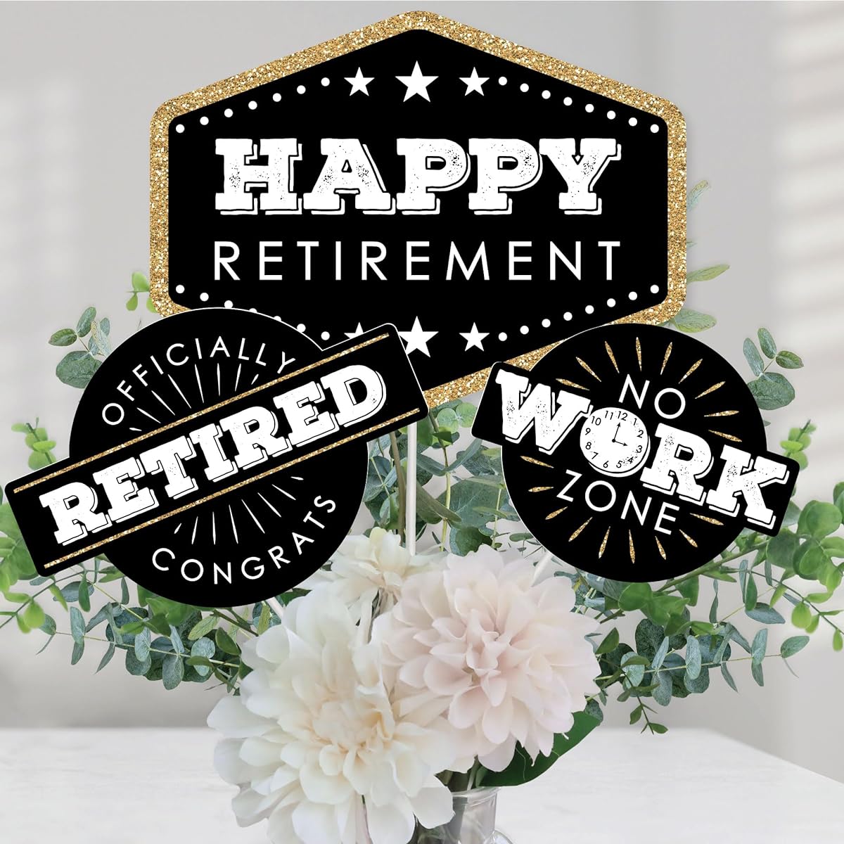 Happy Retirement Party Centerpiece Sticks Table Toppers Set of 15 Retirement