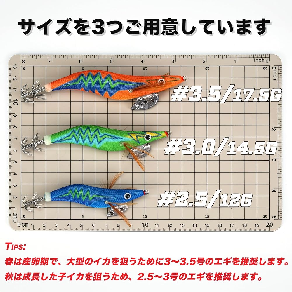 Egi set, 10 types Bakutsuri set, Luminous, 5/10 piece set with case, proven Bakutsuri paint, No. 2.5, No. 3, No. 3.5 Egging lure set, Taco lure, Bait tree set, Hook included