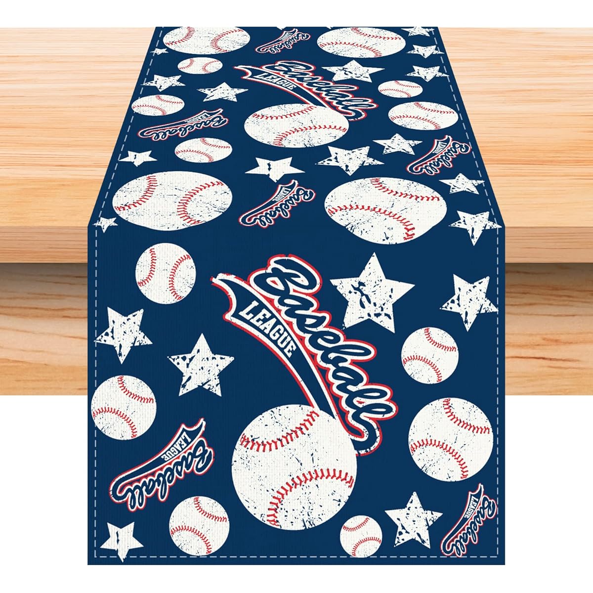 Jiudungs Linen Baseball Table Runner 72 Inch Length Baseball Table Decor Baseball Theme Birthday Party Bay Bay Shower Decorations and Table Supplies