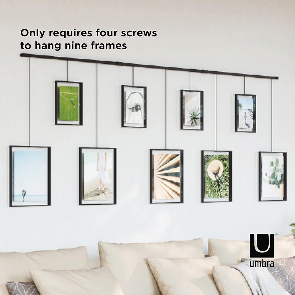 umbra Photo Frame Xzibit Multi Frame Set of 9 Six Cut 2L Version Wall Hanging Photo Frame Hanging Display Stylish Interior Stylish Gift Present Black