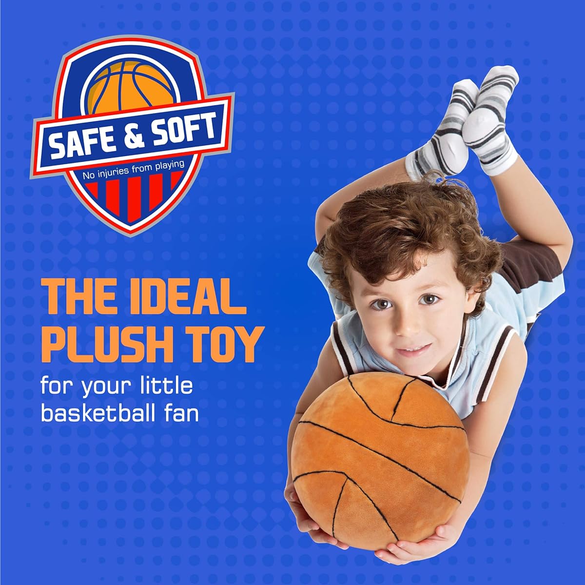 Stuffed Basketball | Fluffy Stuffed Animals | Soft Basketball Stuffed Animals | Basketball Stuffed Animals | Gifts for Toddler Boys | 8" Diameter