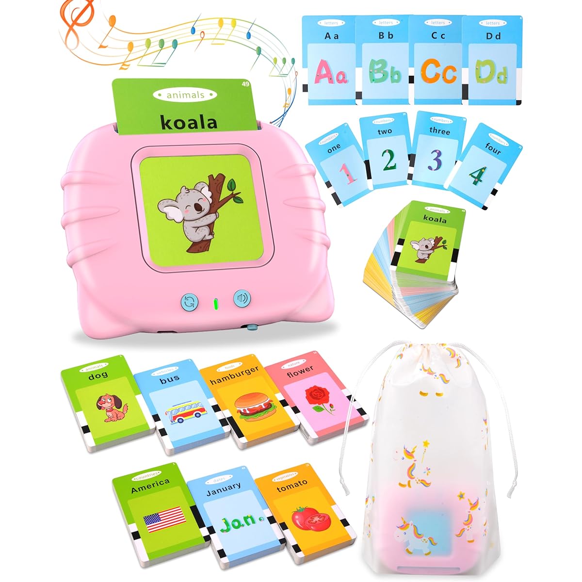 Pocket Speech Therapy Toys, 384 Sight Word Talking Flash Cards, Toddler Learning Resource Toys, Autism Sensory Toys, Toddler Toys for Kids with Autism, Ages 2-4, Pink