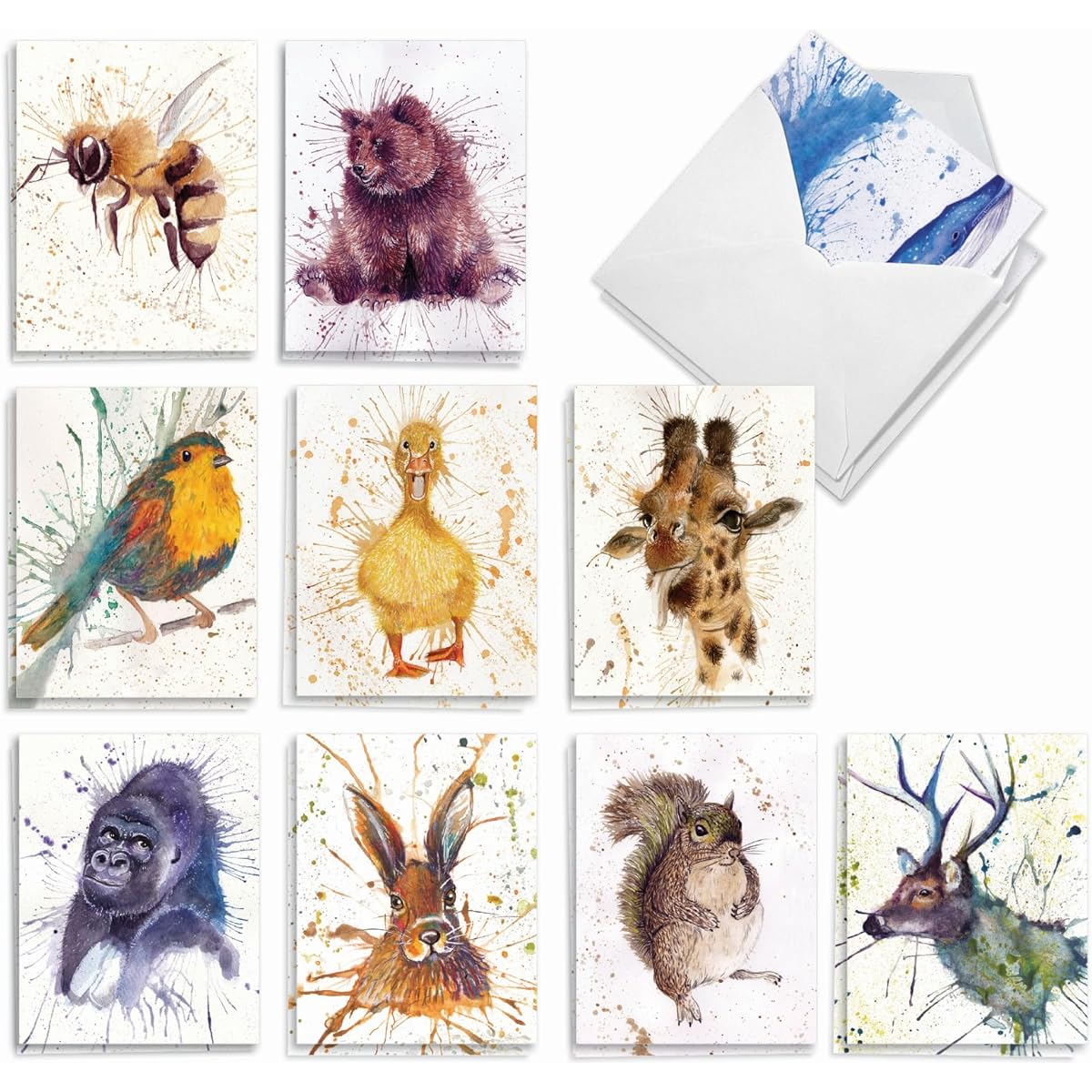 The Best Card Company Wildlife Splash - 20 Boxed Thank You Note Cards with Envelopes (4 x 5.12 inches) - AM2954TYG-B2x10