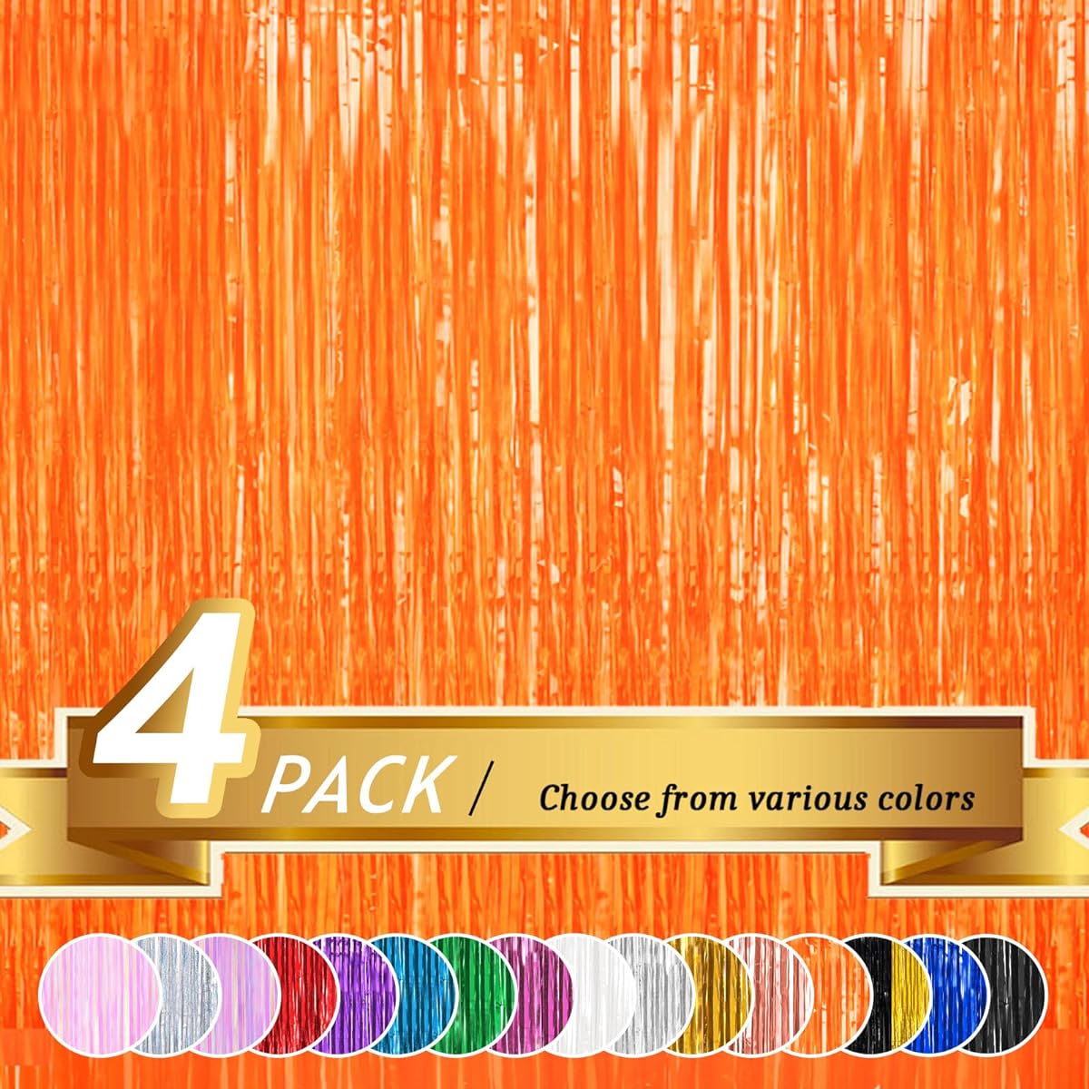 BTSD-home Foil Fringe Curtains Metallic Photo Booth Tinsel Backdrop Door Curtain for Wedding Birthday Baby Shower Bachelorette Party Decorations (4 Pack)