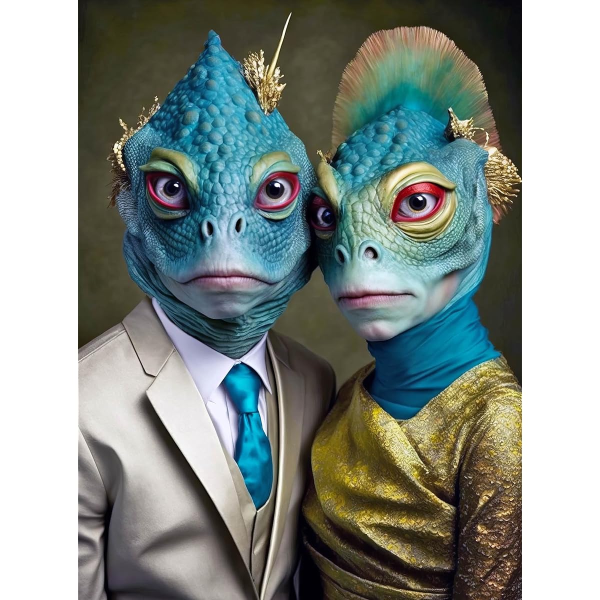 Meet the Aliens: Karantha and Velen - 1000 Piece Jigsaw Puzzle Romantic Interstellar Love Story Eco-Friendly Design Vibrant Artistic Collectible