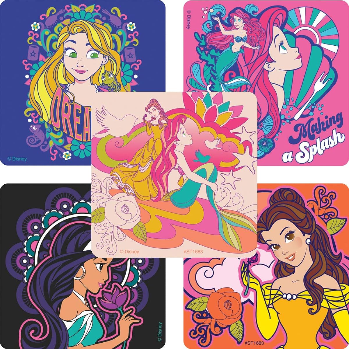 Disney Princess Stained Glass Stickers Toys and Giveaways 100 per pack
