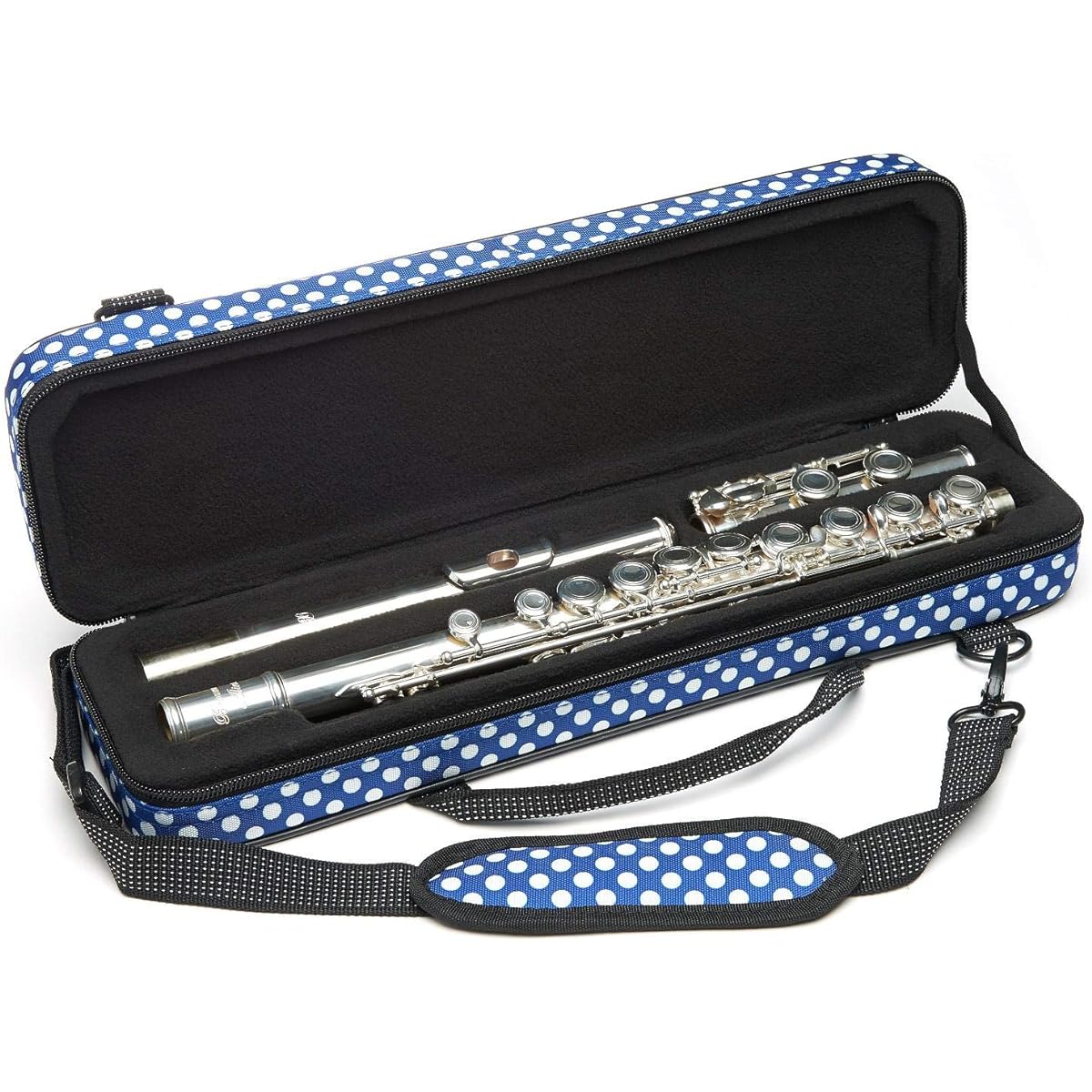 Beaumont Flute Box Case for C Pipe Color & Design: Blue Polka Dot