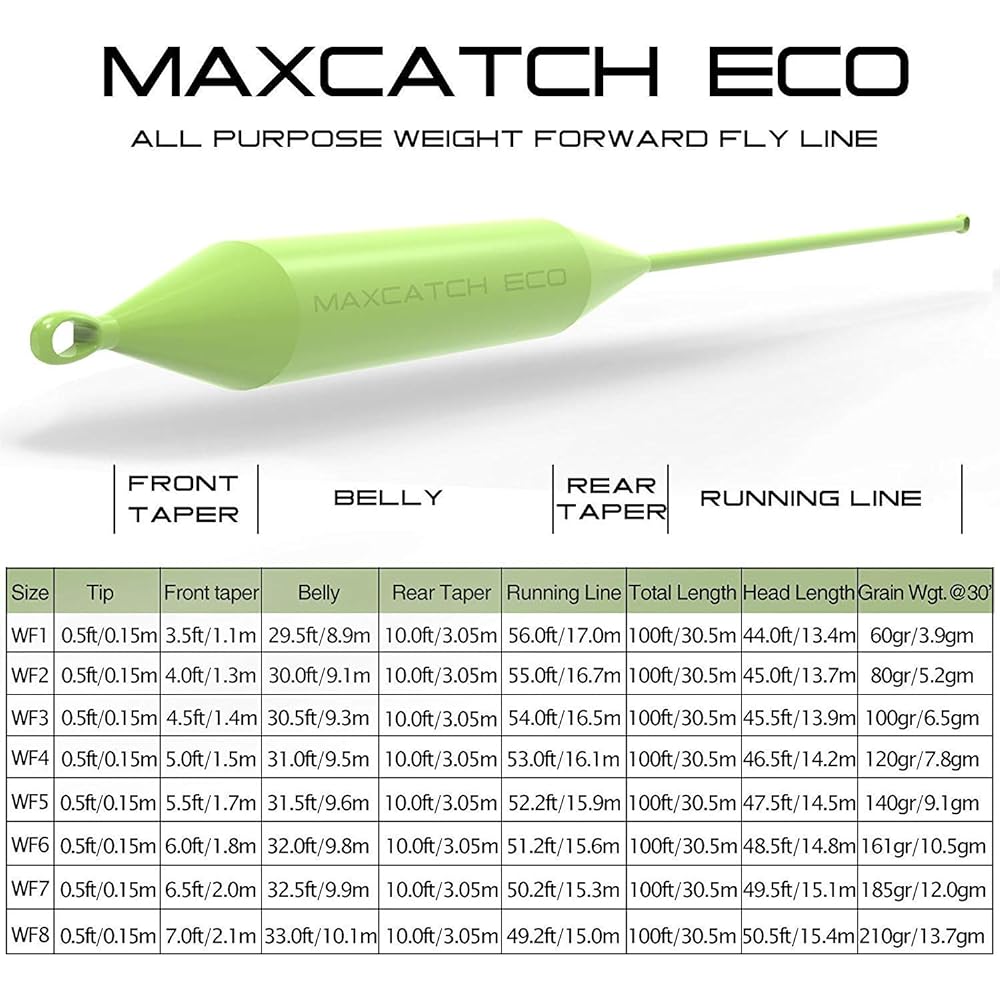 M MAXIMUMCATCH Maxcatch ECO Fly Line Floating Weight Forward Design with Welded Loop (3F4F5F6F7F8F) (WF7F Orange)