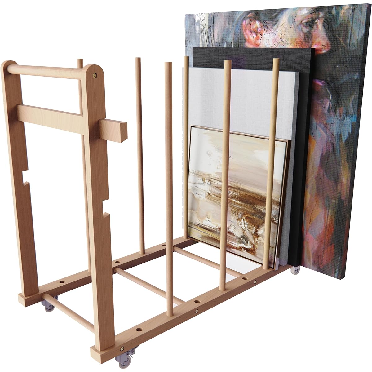 UNZERO Art Storage Rack, Art Canvas Storage, Canvas Board Rack, Art Storage with Handles & Casters for Drawing Boards, Panels, Paper Pads, Art Studio, Artwork, Gallery