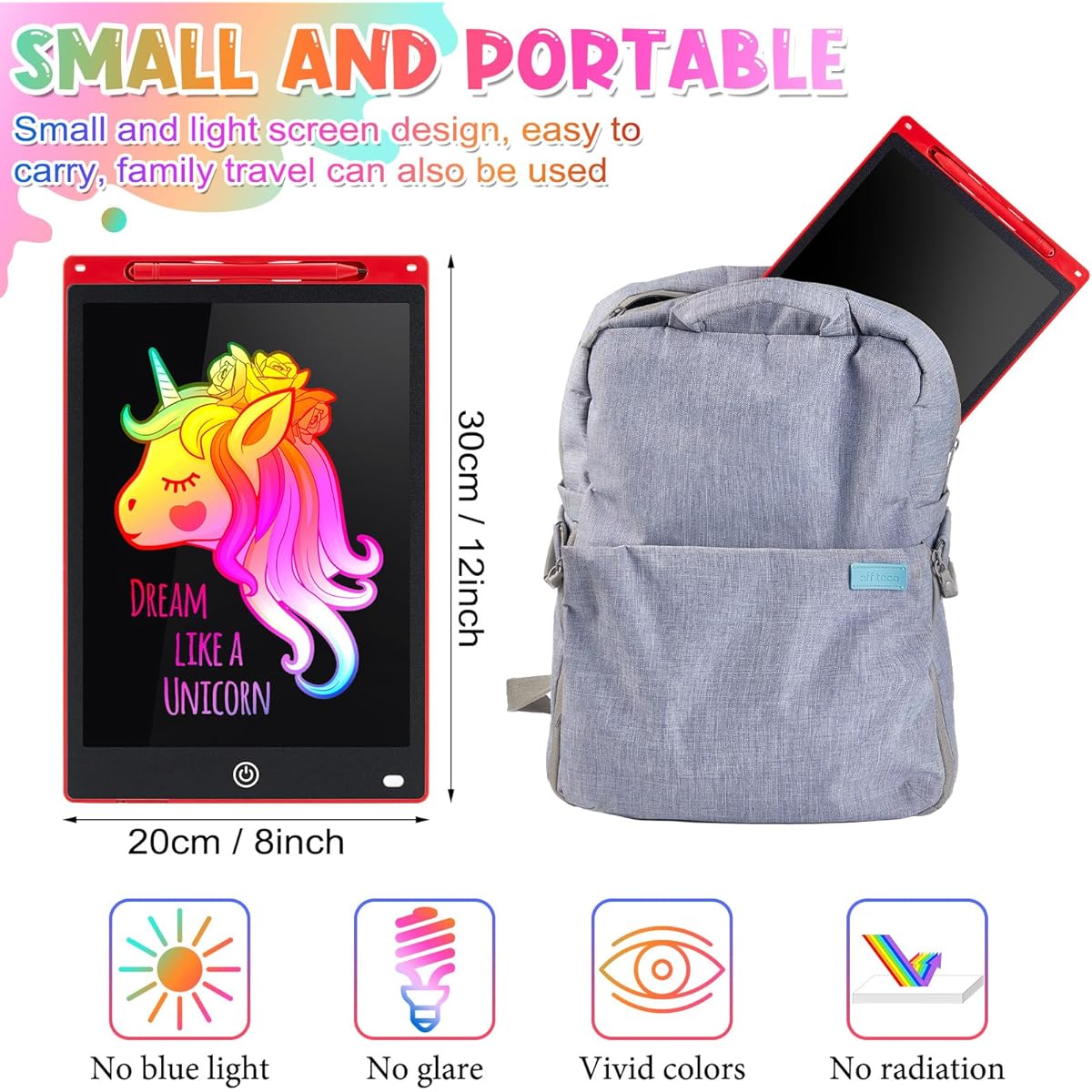 6 Pieces LCD Writing Tablet for Kids 12 Inch Drawing Pad Colorful Drawing Tablet Doodle Board Erasable Reusable Doodle Pad Educational Drawing Board for Ages 3-9 12 x 8 Inch