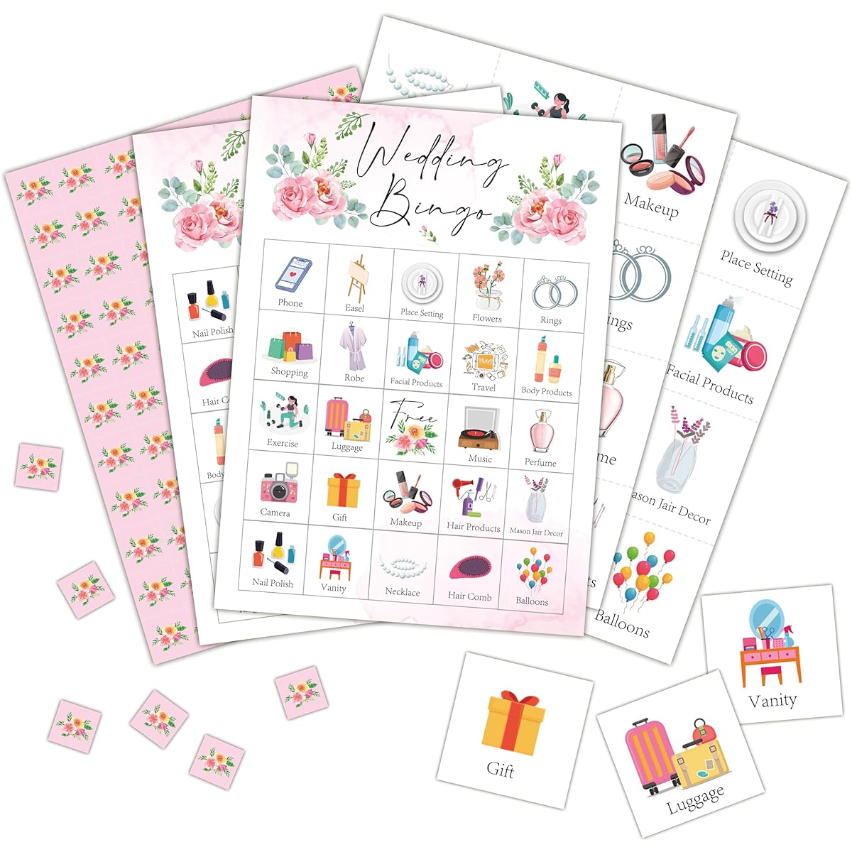 Wedding Bingo Cards Bridal Shower Bingo Game for 24 People Wedding Game for Family and Friends Large Group Activity Wedding Bridal Shower Bachelorette Party Favors Decorations(22)