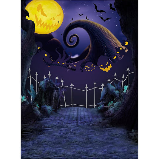 Allenjoy 5x7ft Halloween Photography Backdrop for Newborn Photography Birthday Party Banner Decoration Autumn Watercolor Pumpkin Fall Night Background for Kids Baby Shower Decor Photo Booth Props