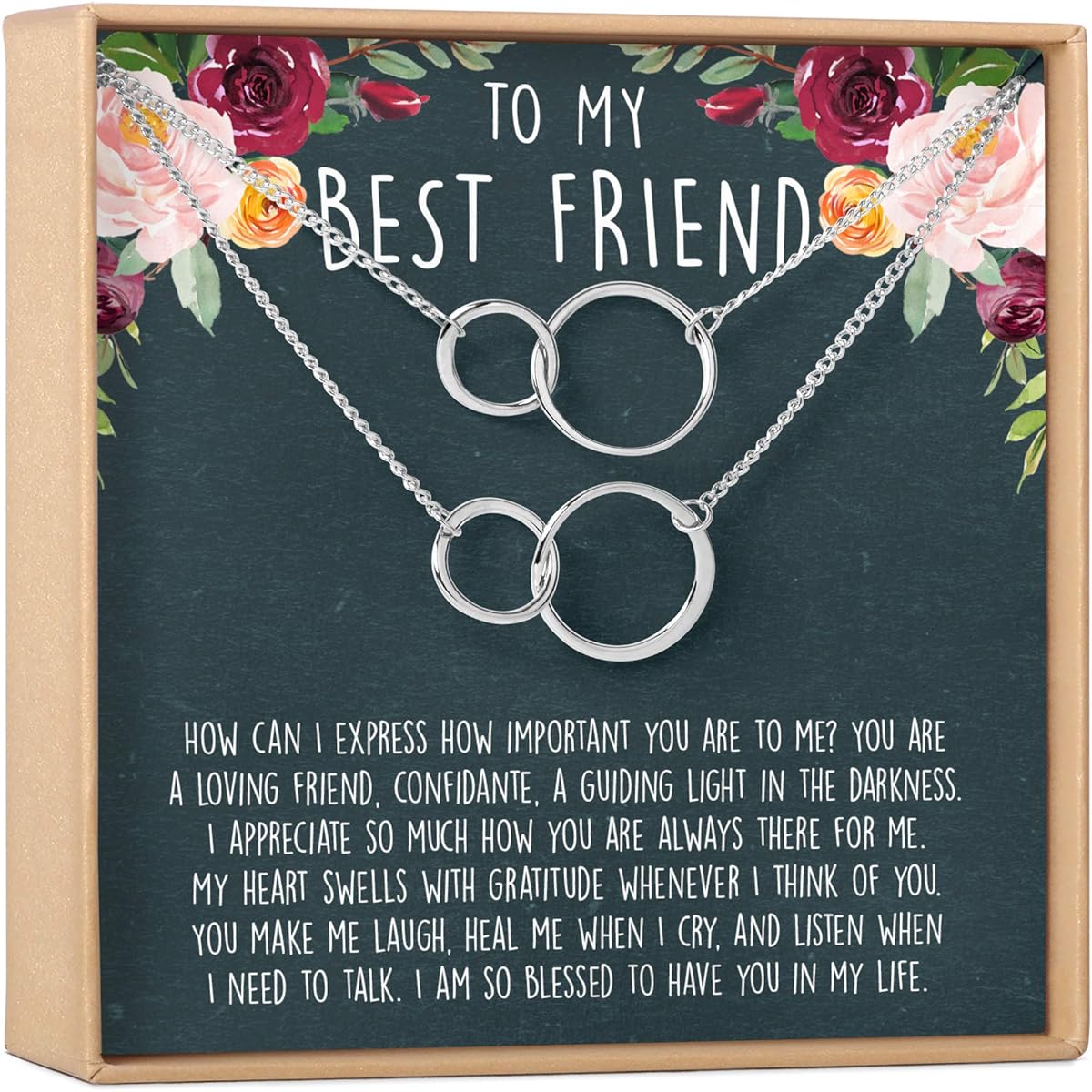 Best Friend Necklace - Heart Felt Card & Jewelry Gift for Birthdays, Holidays & More