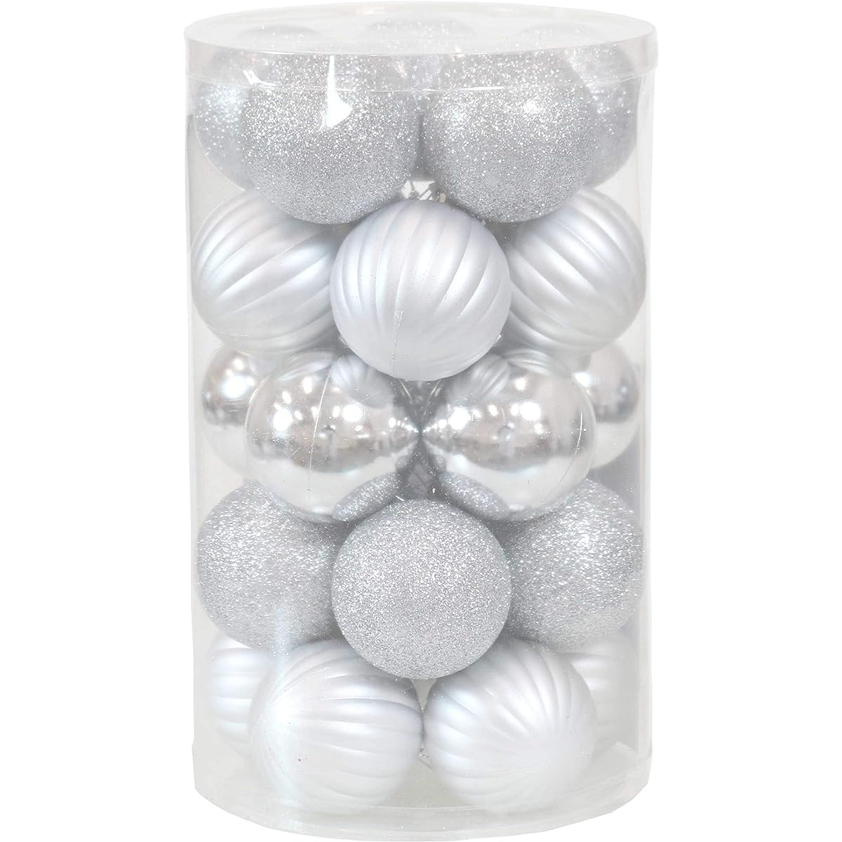 Sunnydaze 25pcs 60mm Shatterproof Christmas Ball Ornaments with Hooks, Beautiful Bauble Tree Decorations Set for Holiday Decorations and Gatherings, Silver