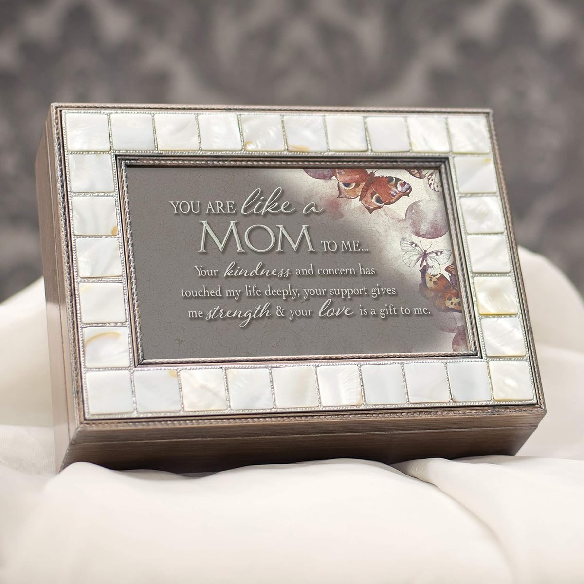 Cottage Garden Like A Mom to Me Your Love A Gift Mother of Pearl Grey Pewter Music Box Canon D