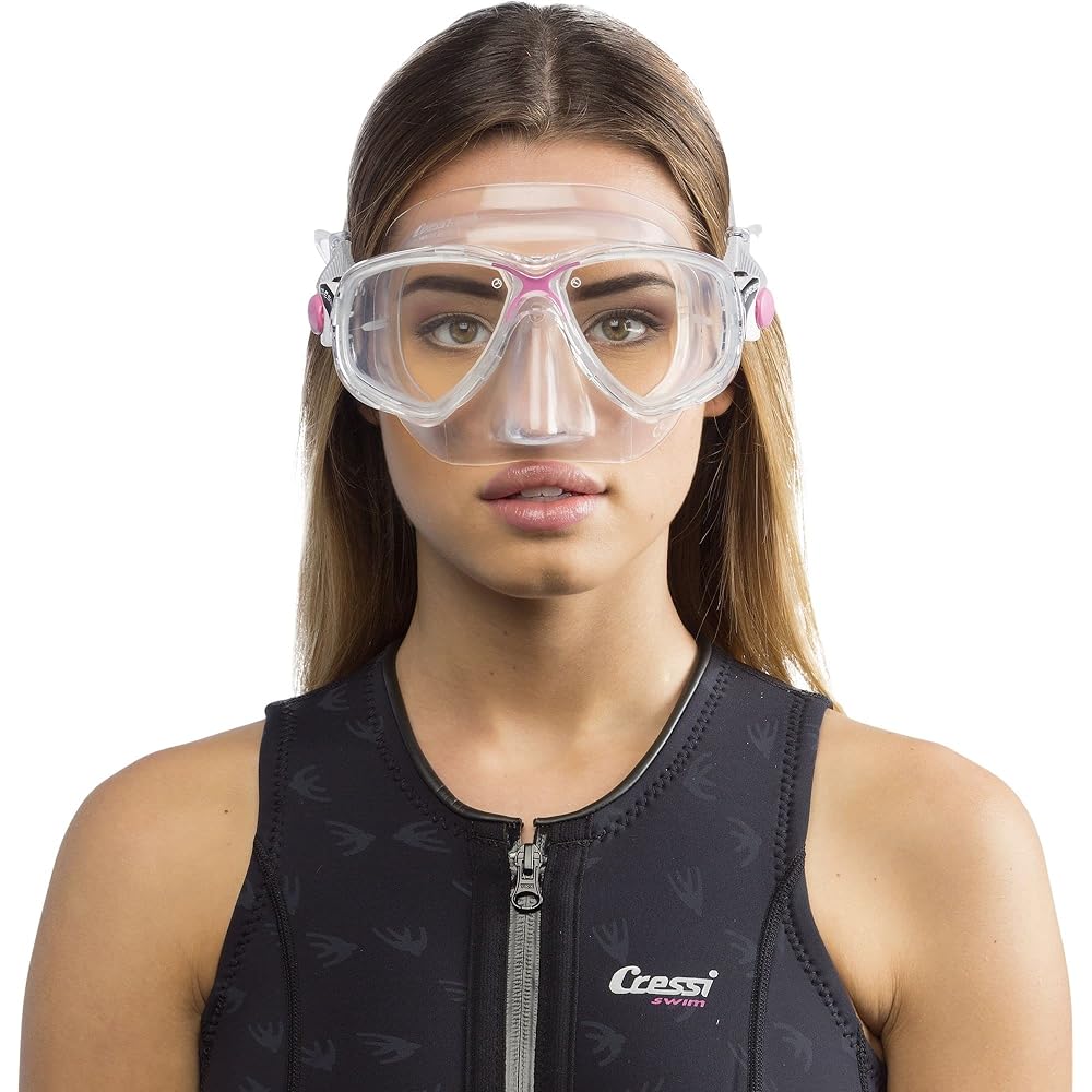 CRESSI Snorkeling Mask [MAREA] Twin Lens Tempered Glass Lens Color Finely Adjustable Strap [Genuine Product]