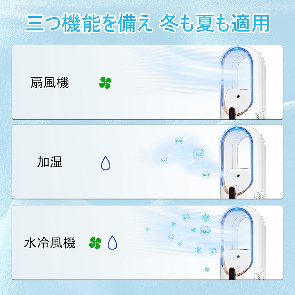 Airvention Ultrasonic Humidification Fan, Tabletop Fan, Bladeless Design, Small Water Cooling Fan, Wireless, Lightweight, Easy to Carry, Adjustable with 3 Speeds, Heatstroke Prevention, Dry