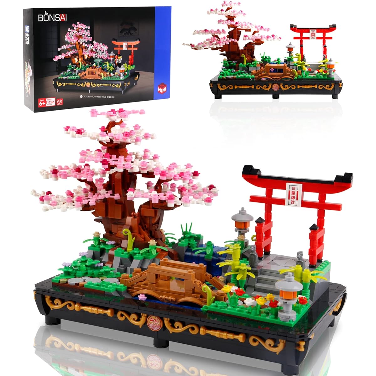 SAMYBLOCKS Cherry Blossom Bonsai Tree Kit 1286 Pieces Japanese Style Sakura Tree Building Blocks Enjoy Your Own Beautiful Display Show Meaningful Exquisite Bonsai Tree Set Gift for Kids and Adults