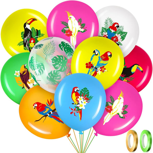 50pcs Hawaiian Balloons, Hawaiian Party Balloon Decorations for Luau Tropical Bird Party Aloha Party Hawaiian Luau Party Summer Beach Birthday Tiki Bar Party Wedding Supplies