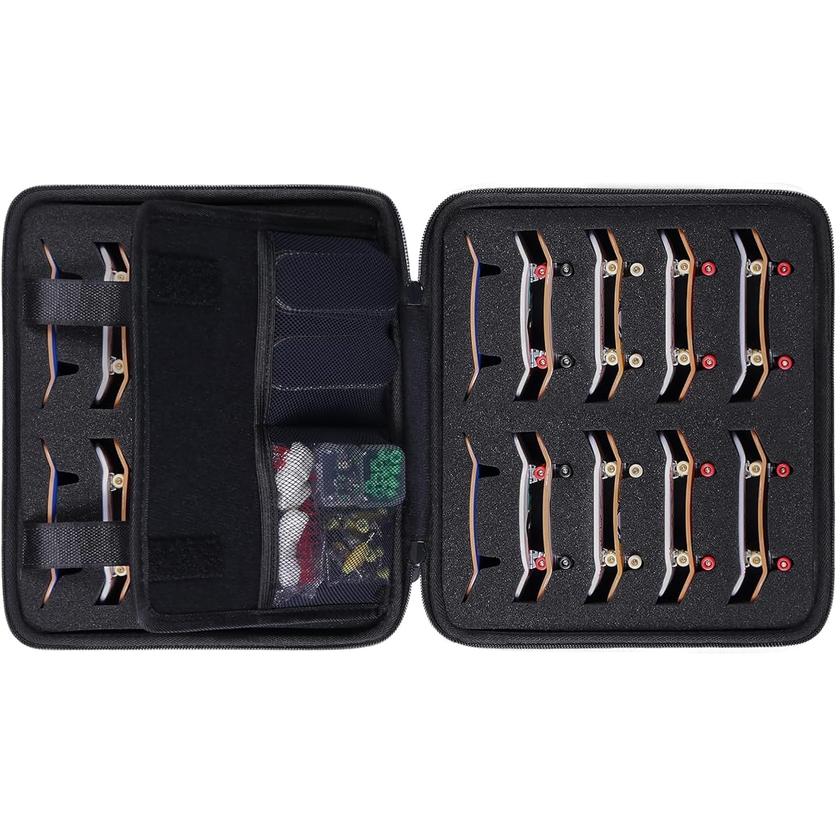 Aenllosi Hard Case 36 Pieces Fingerboard Large Capacity Holder for Mini Finger Skateboard Toy Grip Tape Bearing Wheel Compatible with Truck Deck (Black) Case Only