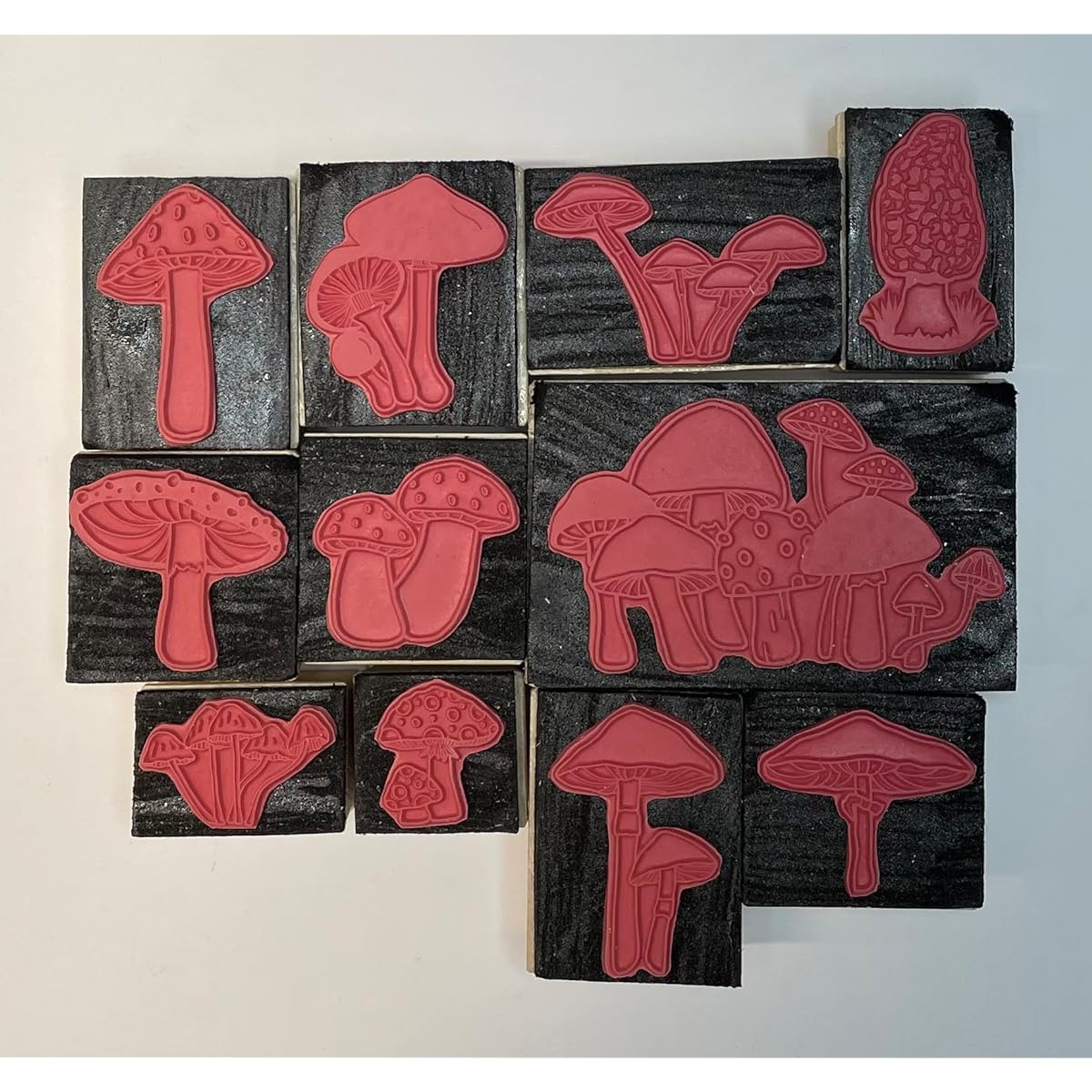 Mushroom Rubber Stamp Set with Morel Mushrooms