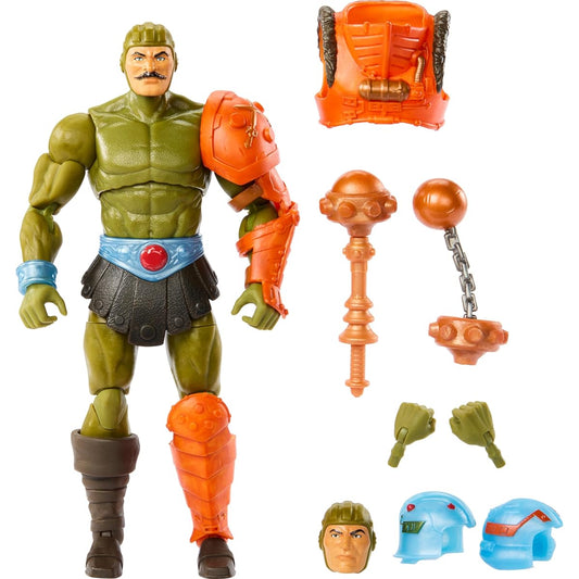 Mattel Masters of the Universe Masterverse New Eternia Man-at-Arms 30 Joints Interchangeable Heads Hands & Mace MOTU Toys, HYC48