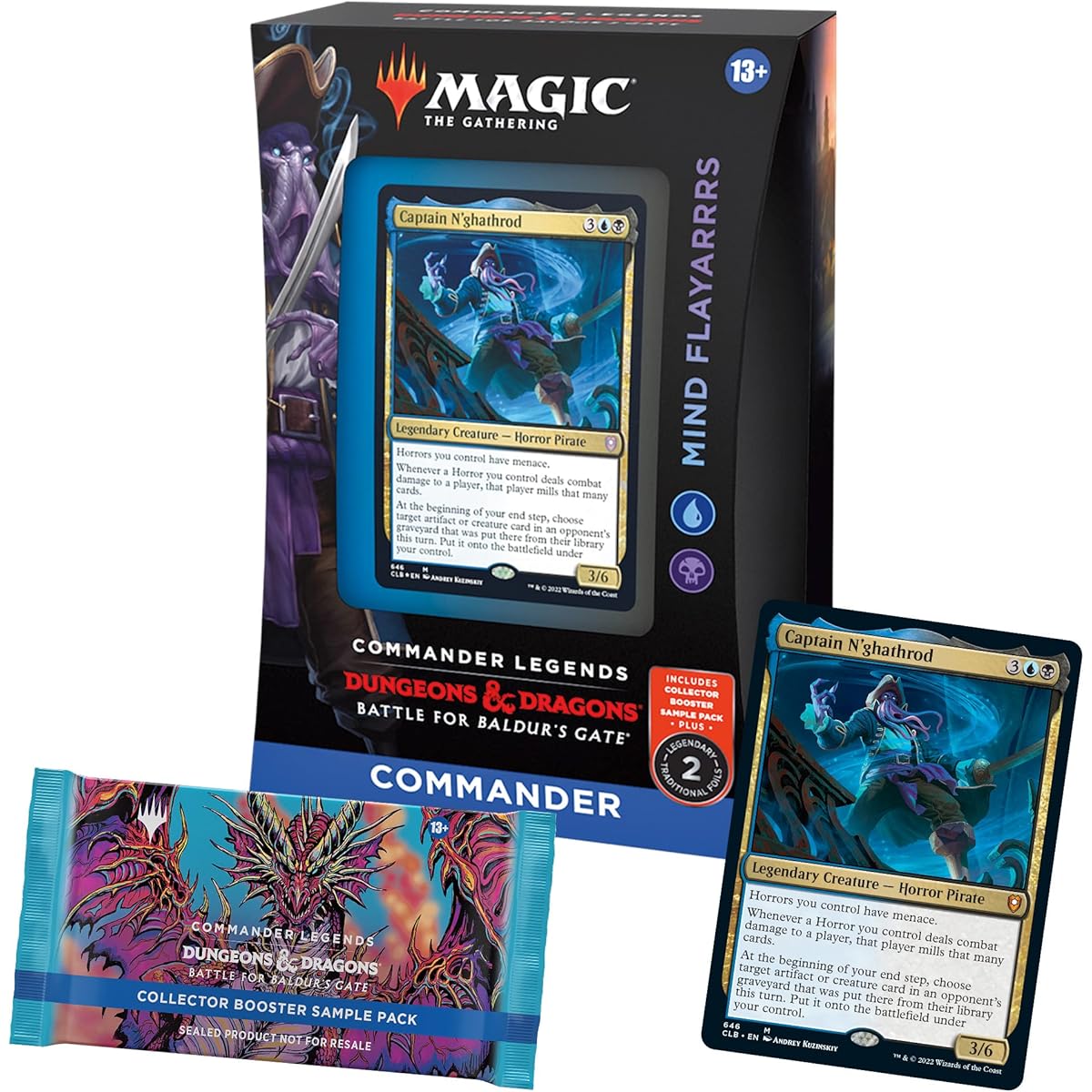 Magic the Gathering Commander Legends: Battle for Baldur's Gate Commander Deck - Mind Flayarrrs + Collector Booster Sample Pack