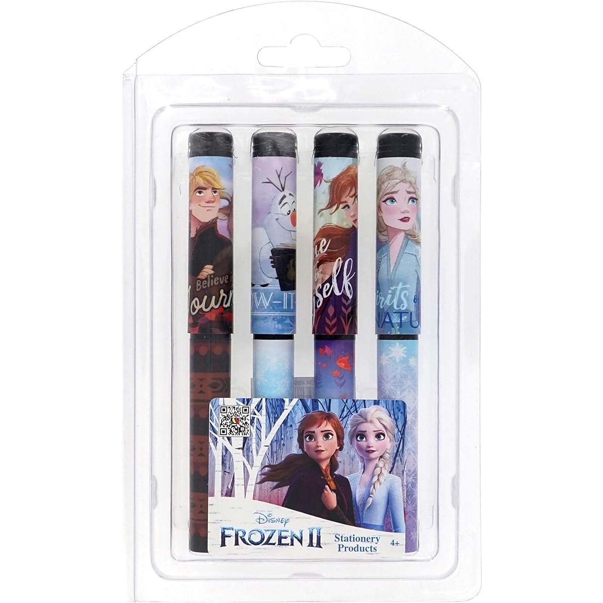 Disney Frozen 2-4 Pack Ballpoint Barrel Pens in Clamshell Package