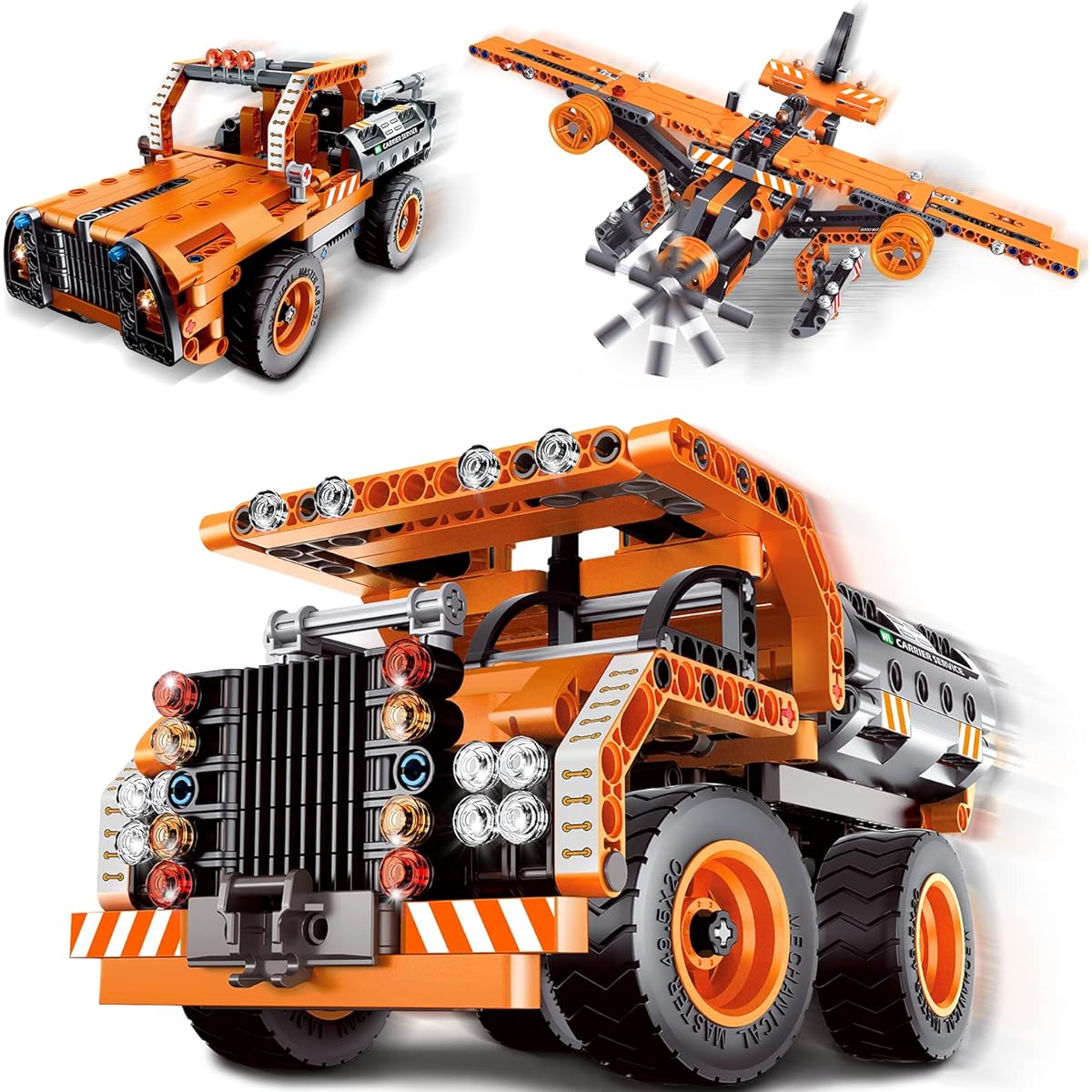 AoHu STEM Toys Building Set for Boys 8-14 3-in-1 Dump Truck/Transport Truck/Plane Construction Engineering Kit STEM Projects for Ages 6 7 8 9 10 11 12 Boys Girls Toys Gifts (361 Pieces)