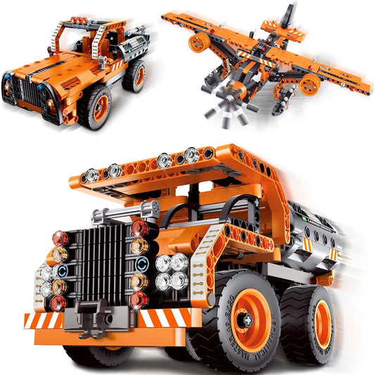 AoHu STEM Toys Building Set for Boys 8-14 3-in-1 Dump Truck/Transport Truck/Plane Construction Engineering Kit STEM Projects for Ages 6 7 8 9 10 11 12 Boys Girls Toys Gifts (361 Pieces)