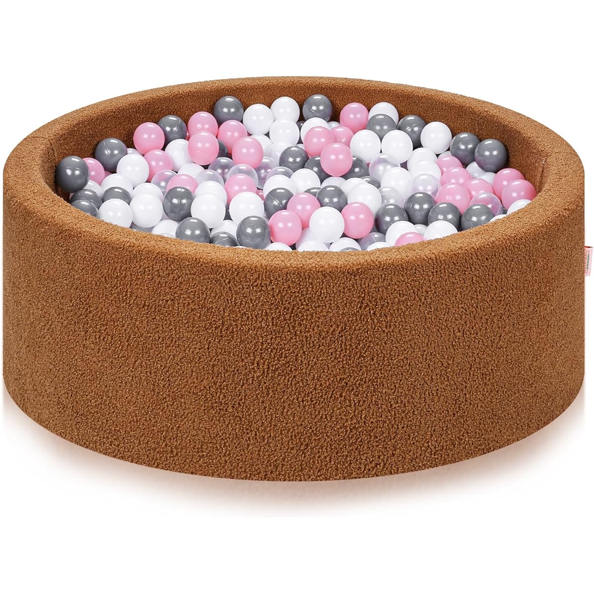 Crenailro Large Kids Baby Ball Pit - Brown Sherpa Soft Foam Ball Pit - Great Gift for Babies and Toddlers (No Balls)