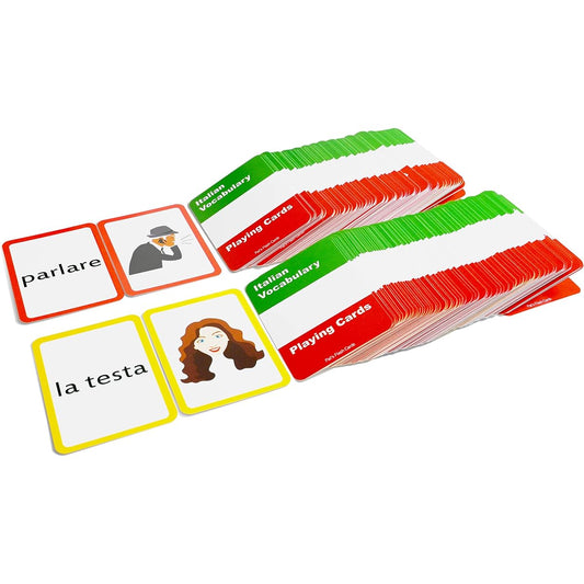 384 Italian concentration and memory matching card game - includes animals, food, family and more