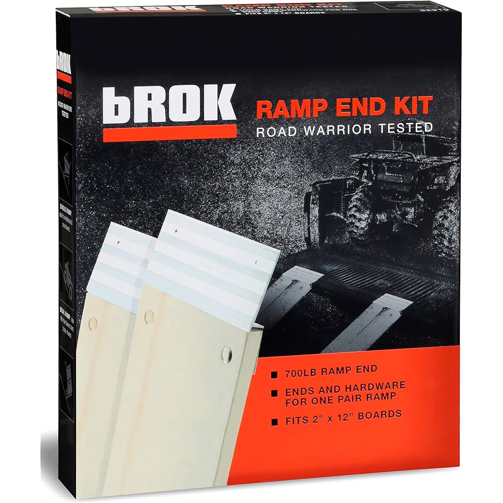 bROK 12" Aluminum Ramp Kit for 2" x 12" Planks with Full Width Scratch-Proof Pad to Create a Universal Wooden Plank Ramp for Loading and Unloading Lawn Mowers, ATVs, Dollies, and Axles