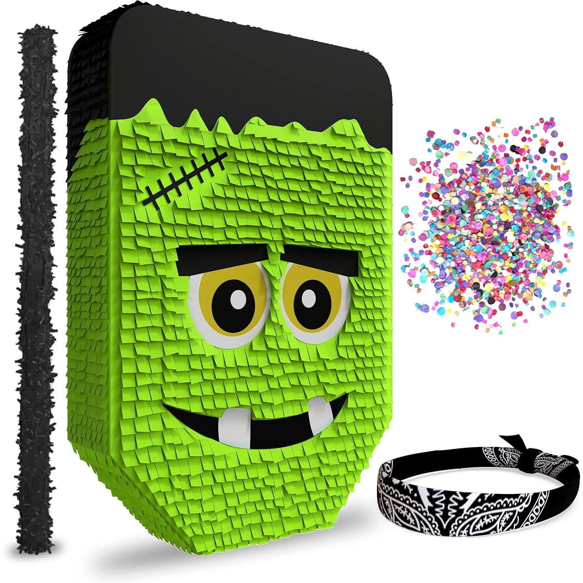 Cute Frankenstein Halloween Pinata 3-Piece Set for Kids and Adults Fits 2 Pounds of Candy Halloween Party Spooky Decoration October Birthday Party Supplies
