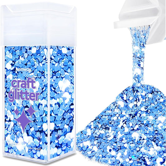 Hemway Azure Super Chunky Craft Glitter Shakers Art Craft Tumblers for School Paper Glass Decoration DIY Projects - 1/8" 0.1" 3mm - 110g/4.6oz